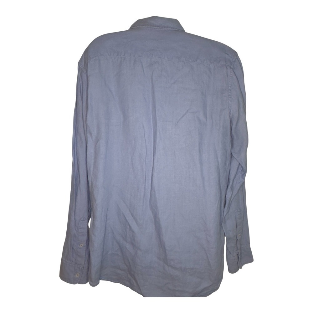 Michael Kors Linen Shirt Tailored Classic Fit Button Down‎ Long Sleeve Blue M